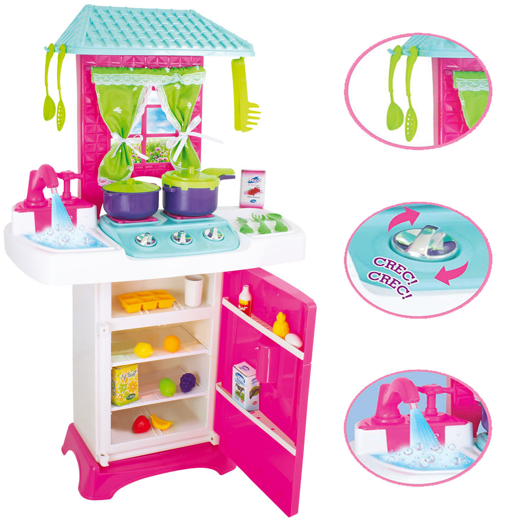 Cozinha Infantil Menina Completa Fogão Grande 74cm C Geladeira