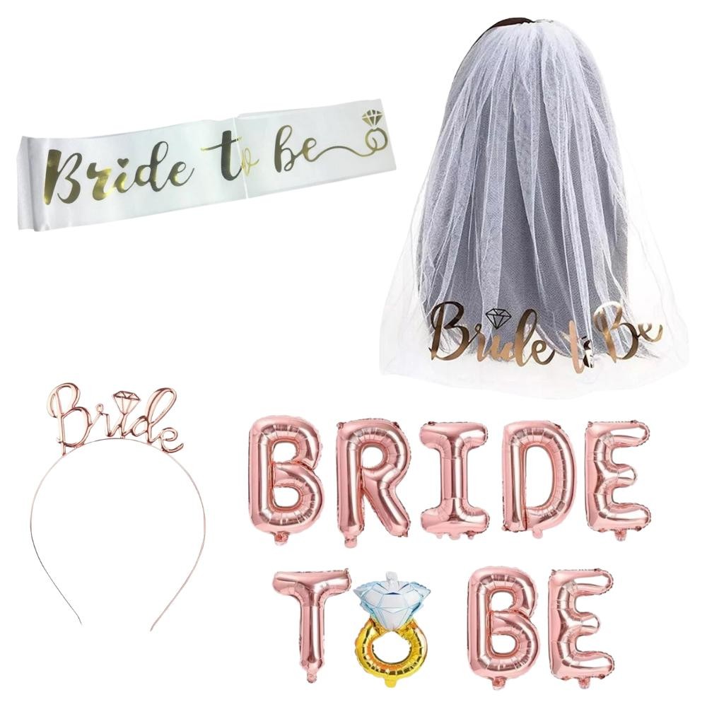 Kit Despedida de Solteira Tiara Véu Faixa Bride to Be Shopee Brasil