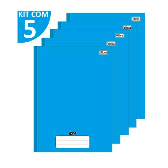 Kit 5 Caderno Tilibra GRANDE Capa Dura AZUL 48 Fls Uni Broch Shopee