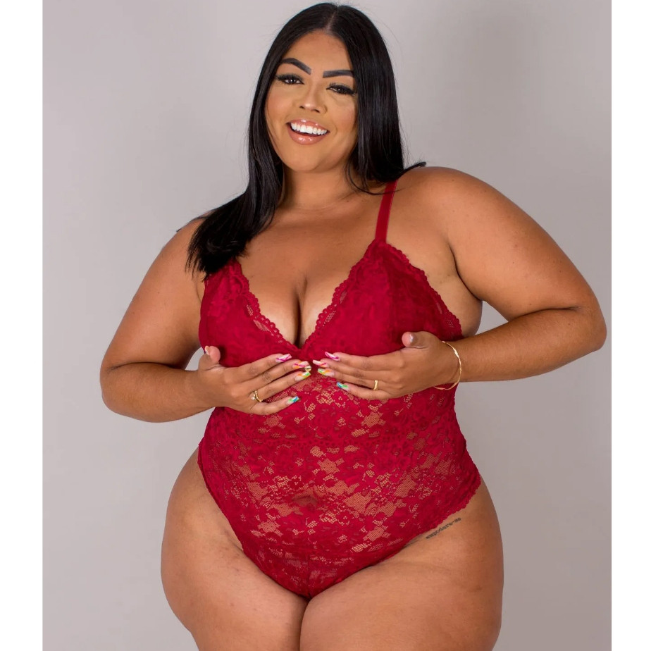 Body Plus Size Renda Bory Plus Em Renda Lingerie Sexy Plus Size Shopee Brasil
