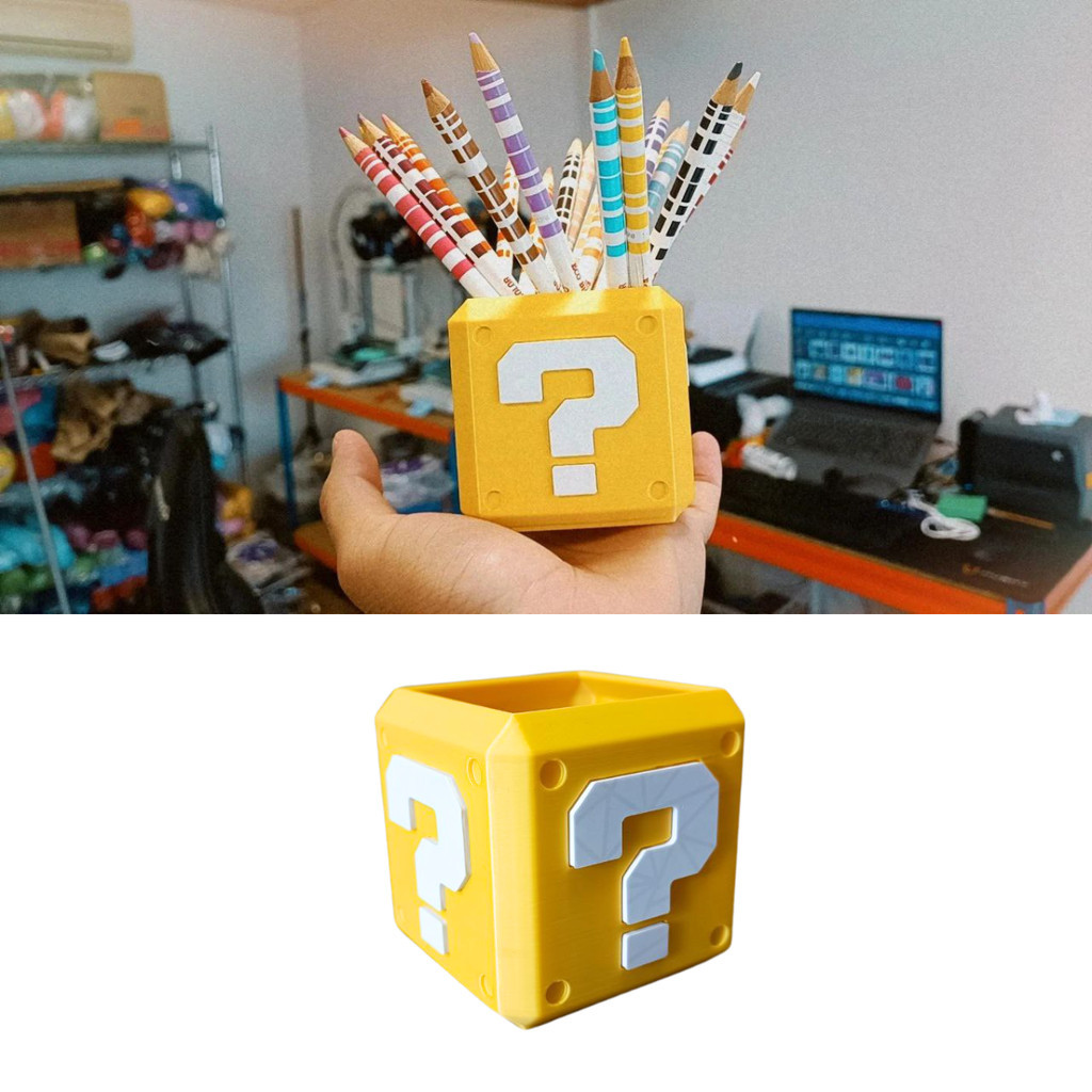 Porta Objetos Cubo Super Mario Bros Amarelo Interroga O Shopee Brasil