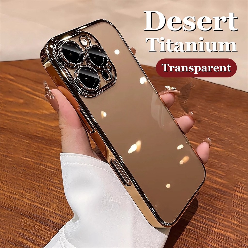 Deserto Titânio 6D Chapeamento Transparente Caso De Telefone Para