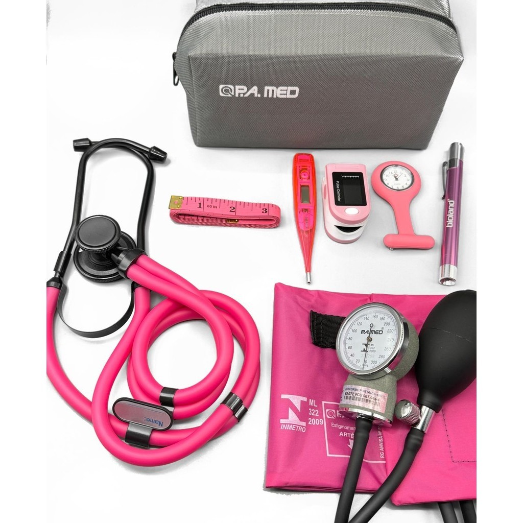 Kit Enfermagem Completo Estetosc Pio Rappaport Rosa Black Ap De Press O