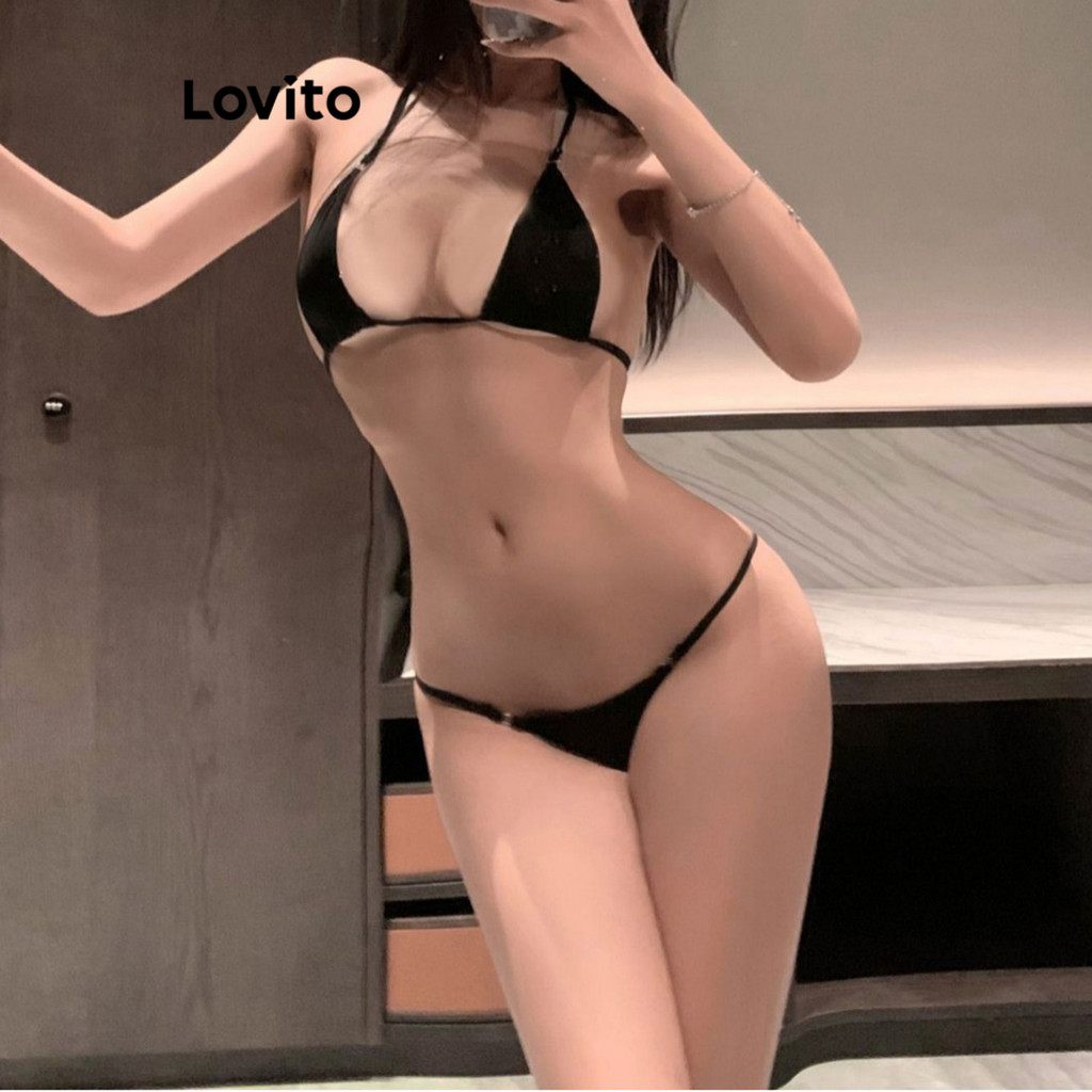 Lovito Lingerie Sexy Simples E Transparente Para Mulheres Lna