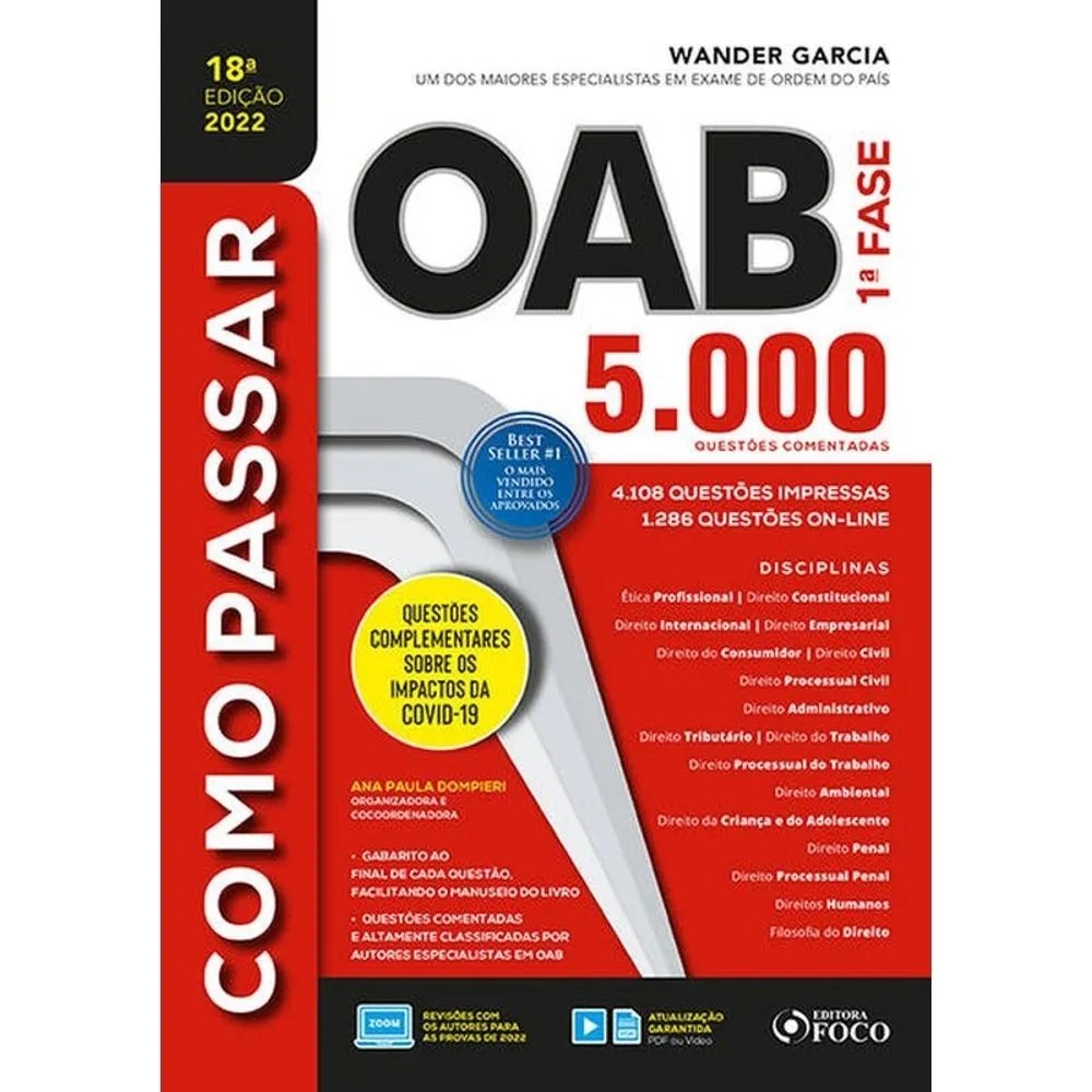 Como Passar Na Oab 1ª Fase 5 000 Questões Comentadas autor Wander