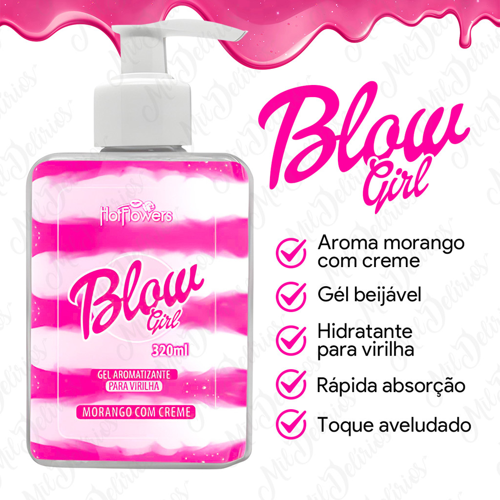 Creme Hidratante Blow Girl Gel Para Virilha Beijável Aroma Morango Creme Hot Flowers