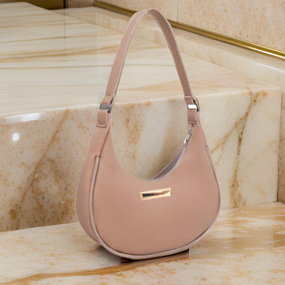 Bolsa Feminina Baguete Meia Lua Nude Alça de Ombro Promoção Shopee Brasil