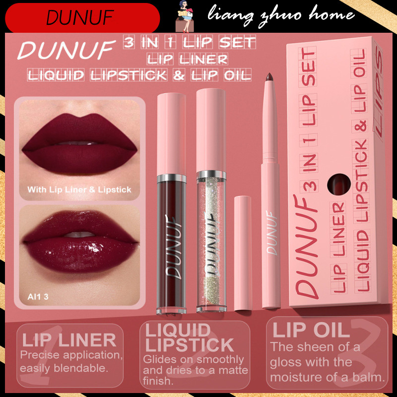 DUNUF Pc Veludo Fosco Batom Caneta Nude Marrom Lábio Forro Lápis Kit