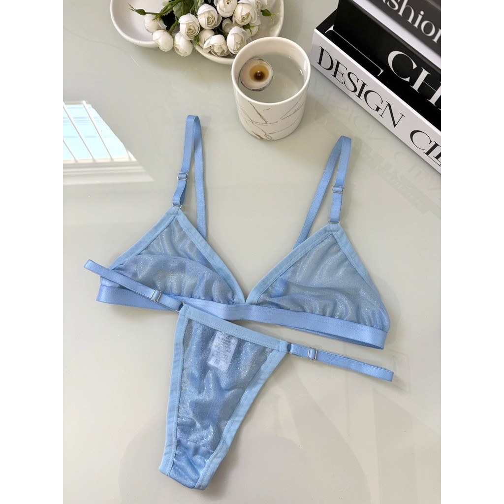 Conjunto Lingerie Suti Calcinha Regul Vel Meio Fio Tule Transparente