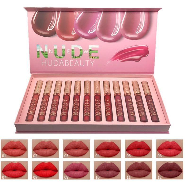 KIT 12 peças Creamy Lip Gloss Batom RPK New NUDE Huda Beauty Shopee