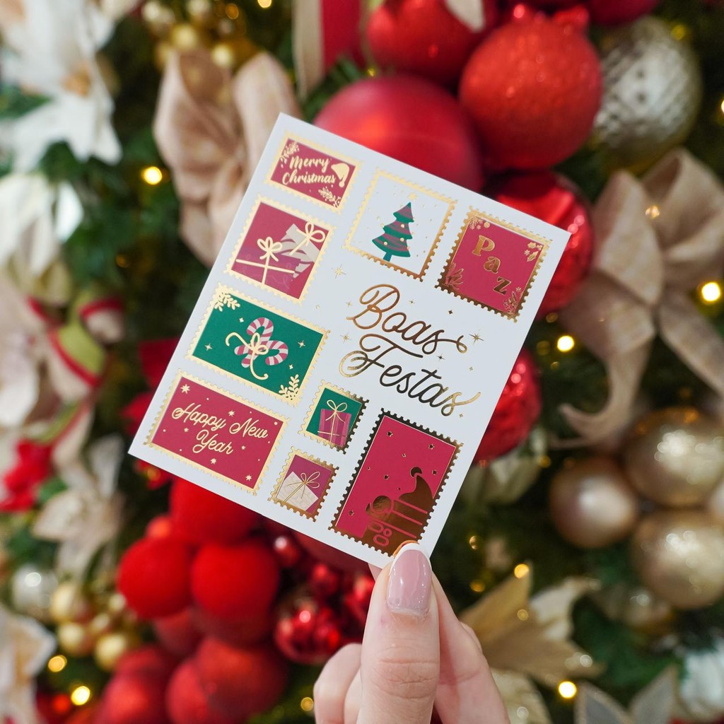 un Postal Hot Stamping Selos Coleção Natal Shopee Brasil