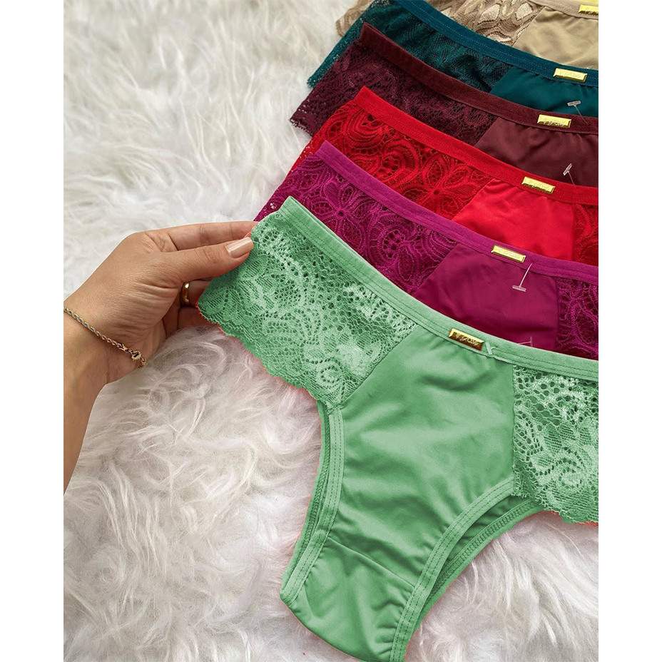 KIT 10 Calcinhas Renda Feminina Lingerie Tanga Conforto Renda Lateral
