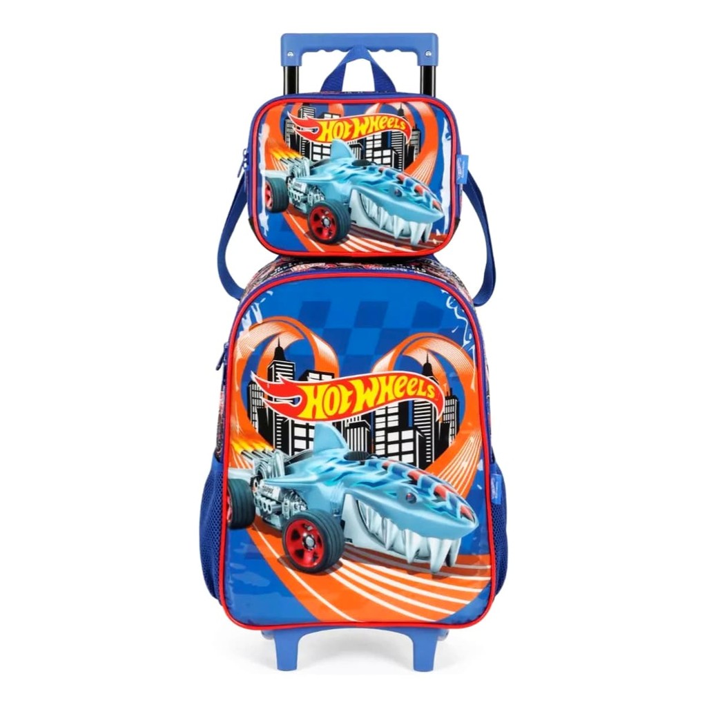 Kit Mochila Rodinhas E Lancheira Hot Wheels Azul Shopee Brasil