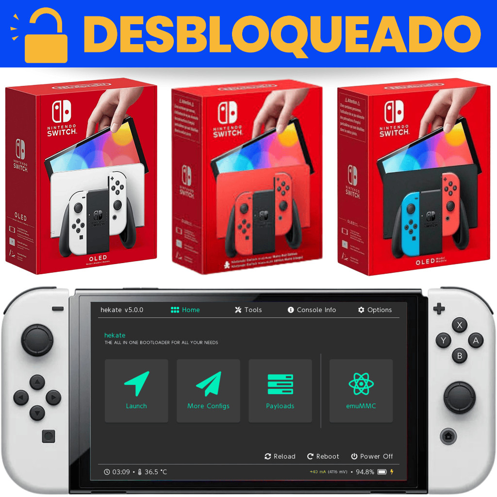 Nintendo Switch Oled Desbloqueado Novo Cart O Original Ano De