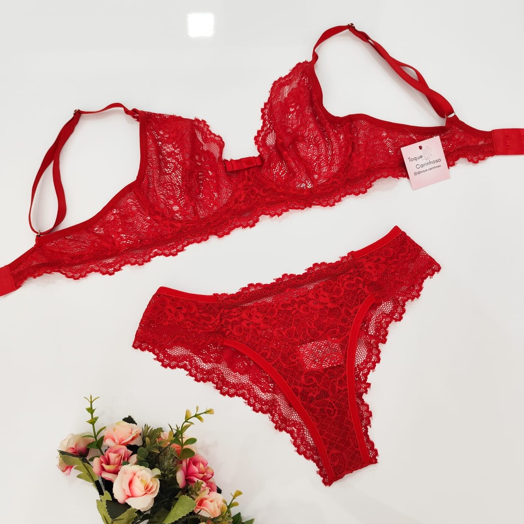 Conjunto De Lingerie De Renda Sem Bojo E Aro Alta Qualidade