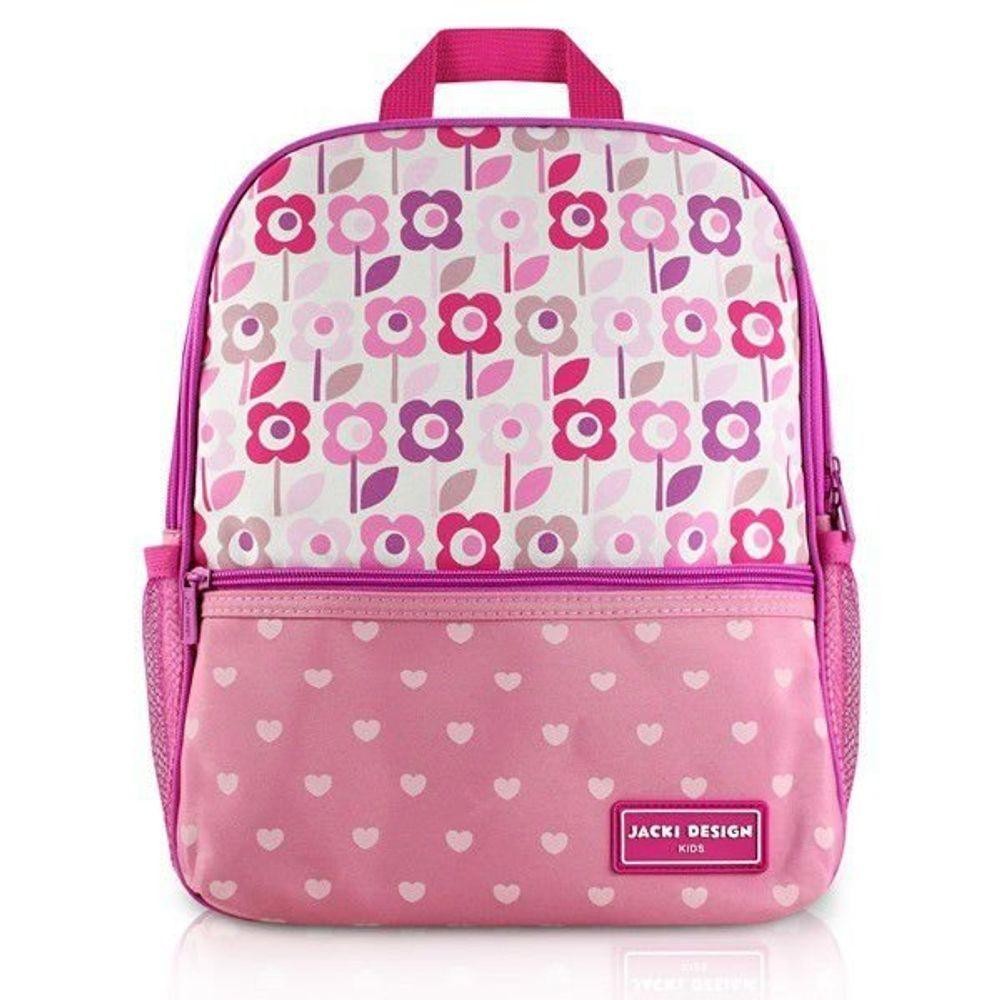 Mochila Sapeka Jacki Design Fúcsia Escuro Floral Rosa Mochila