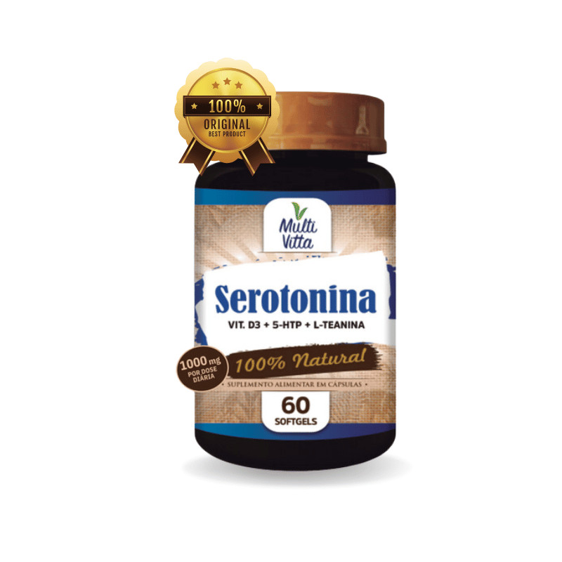 Serotonina Vit D3 5 HTP L Teanina 1000mg 60 Softgels Multivitta