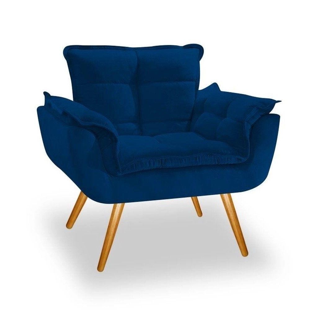 Poltrona Decorativa Opala Suede Azul Marinho Shopee Brasil