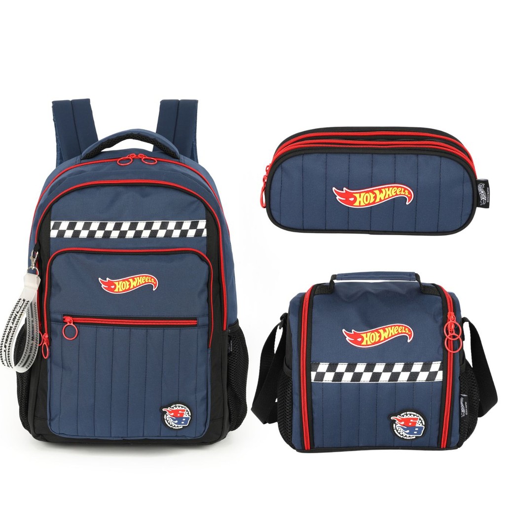 Kit Mochila De Costa Lancheira Estojo Juvenil Hot Wheels Shopee Brasil