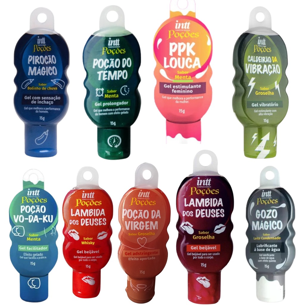 KIT Sex Shop Completo 9 Poção Gel Lubrificante Tíntimo beijável