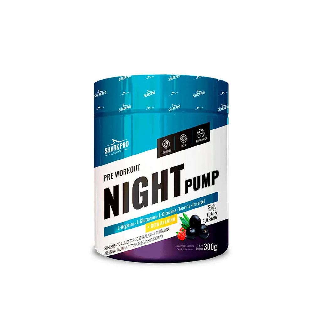 Pré Treino Night Pump Sabor Açaí Guaraná 300g Shark Pro Shopee Brasil