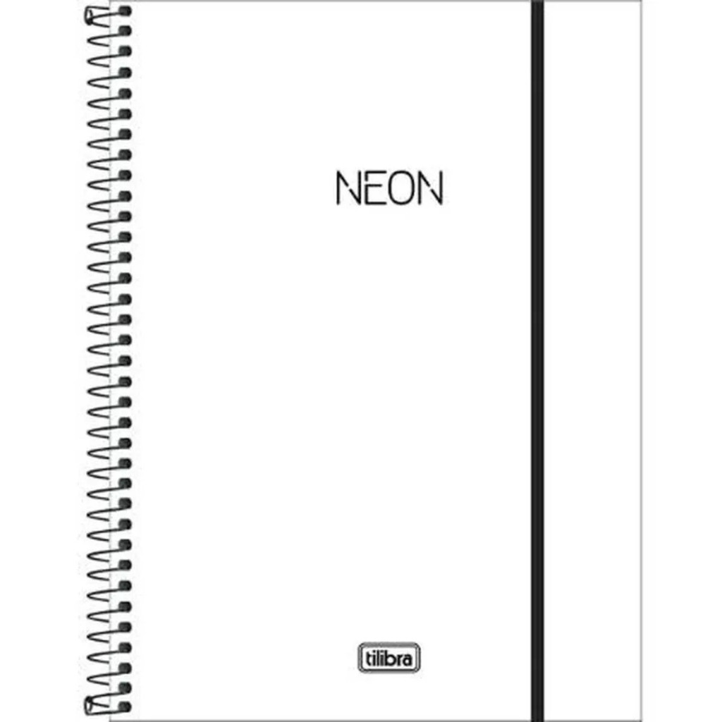 Kit Caderno Capa Dura 10 matérias Universitário Neon 4 unidades Branco