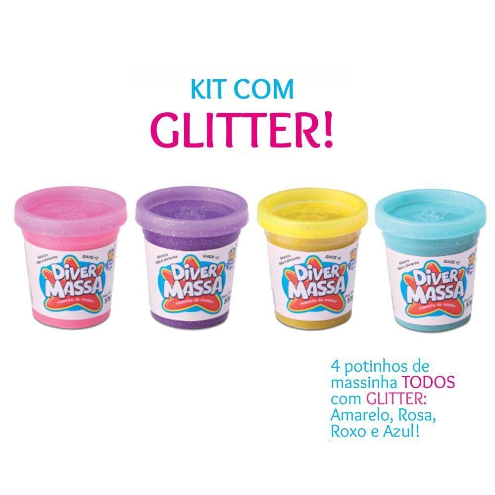 Massinha De Modelar Diver Massa Glitter Potes Divertoys