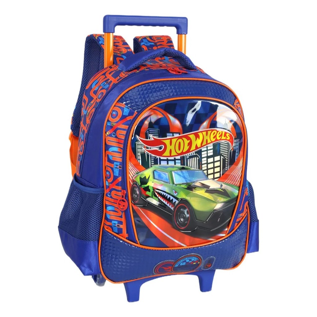 Mochila Rodinha Escolar Hot Wheels Azul Shopee Brasil