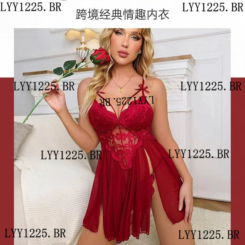 Lingerie Sexy Feminina 2 Peças Vestido Alcinhas Tule