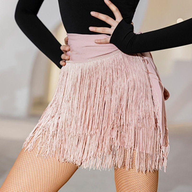 Saia de dança latina traje curto Hip cachecol franjas feminino adulto