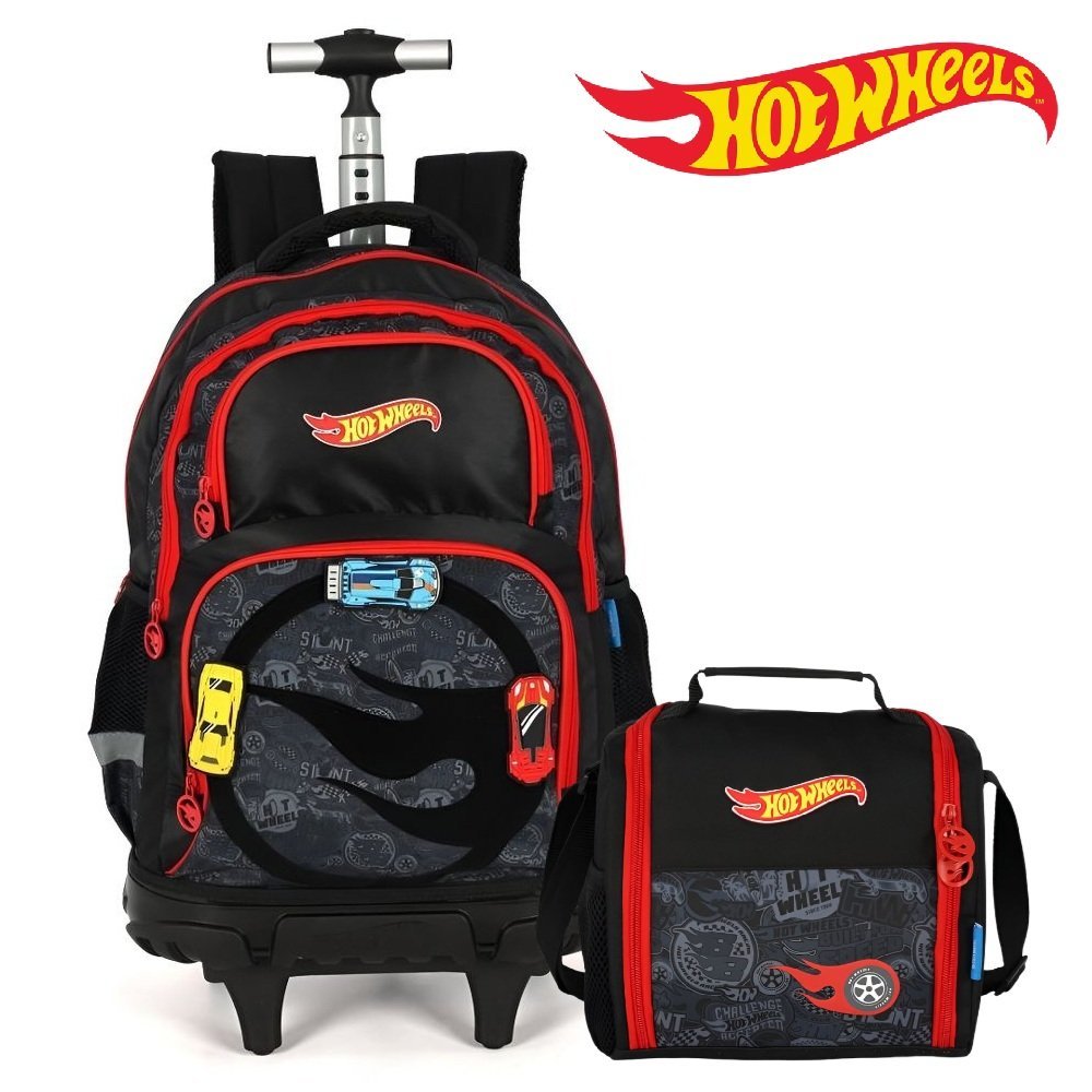 Kit Mochila De Rodinha E Alca Hot Wheels Veloz Lancheira Shopee Brasil