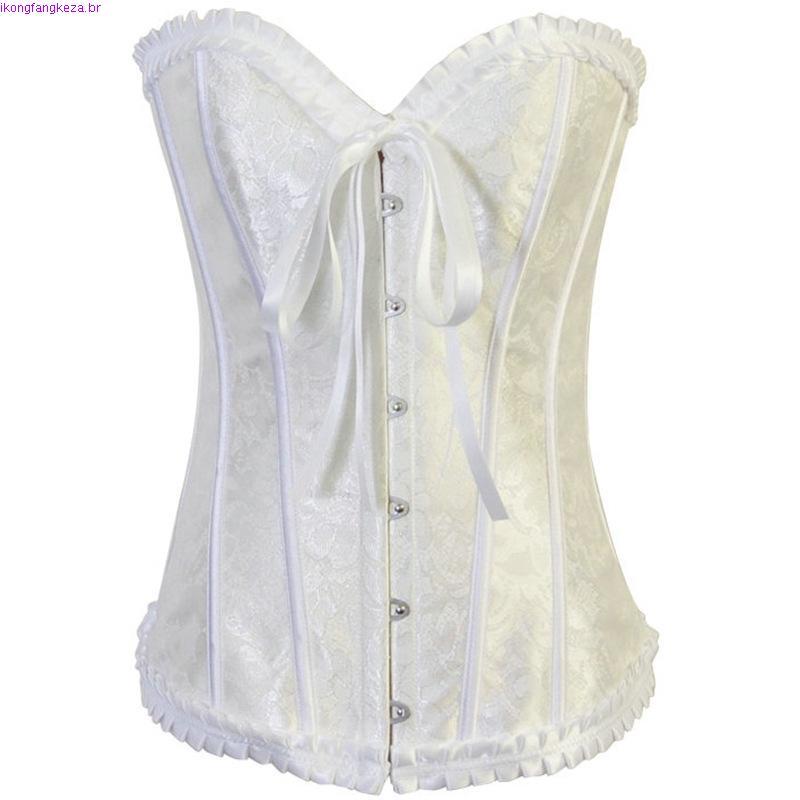 Espartilhos Femininos Top Plus Size Lingerie Overbust Sexy Cetim