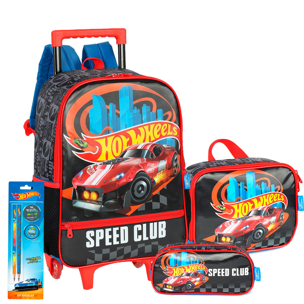 Kit Mochila Rodinha Hot Wheels Estojo Lancheira Infantil Shopee Brasil
