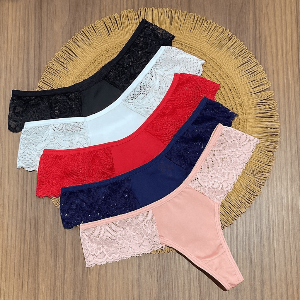 Kit Calcinha Fio Dental Renda Tanguinha Barata Lingerie Moda Intima