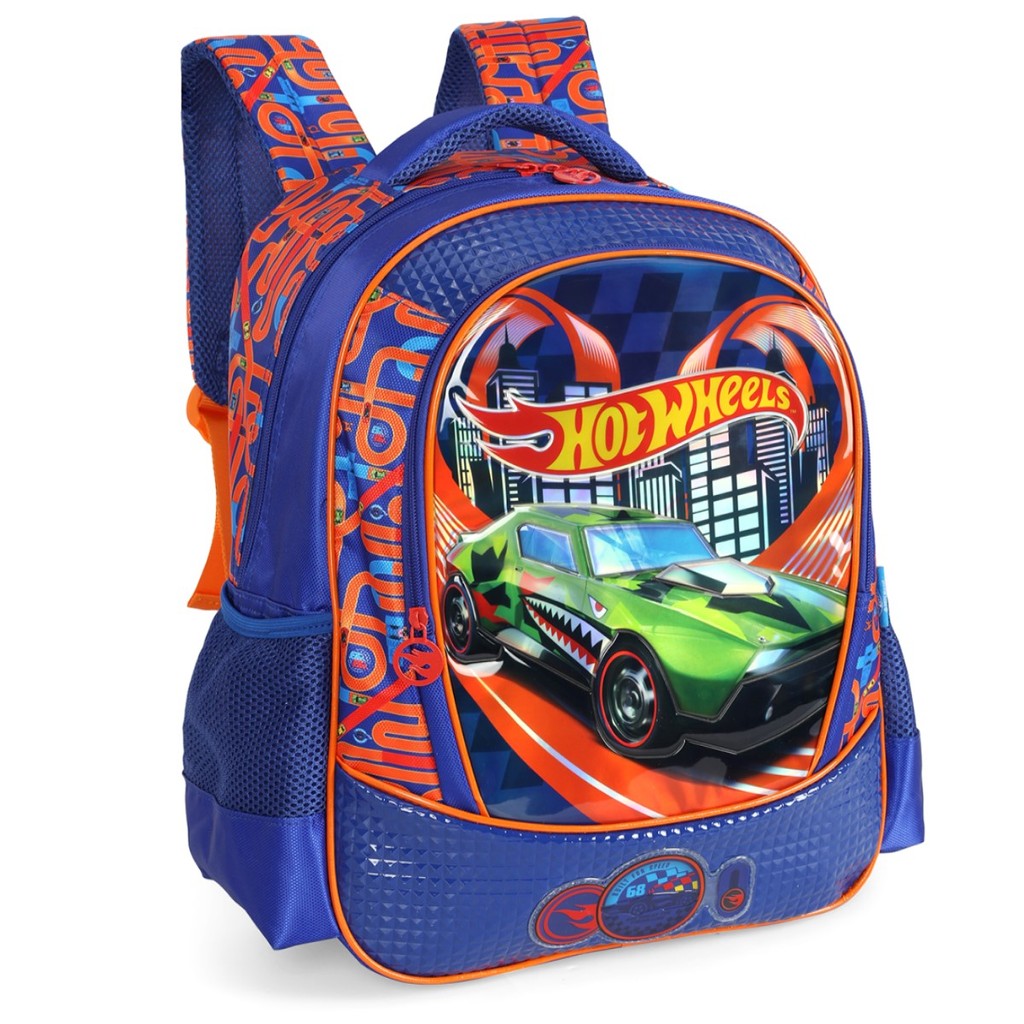 Mochila Escolar De Costas Hot Wheels Cor Azul Luxcel Shopee Brasil