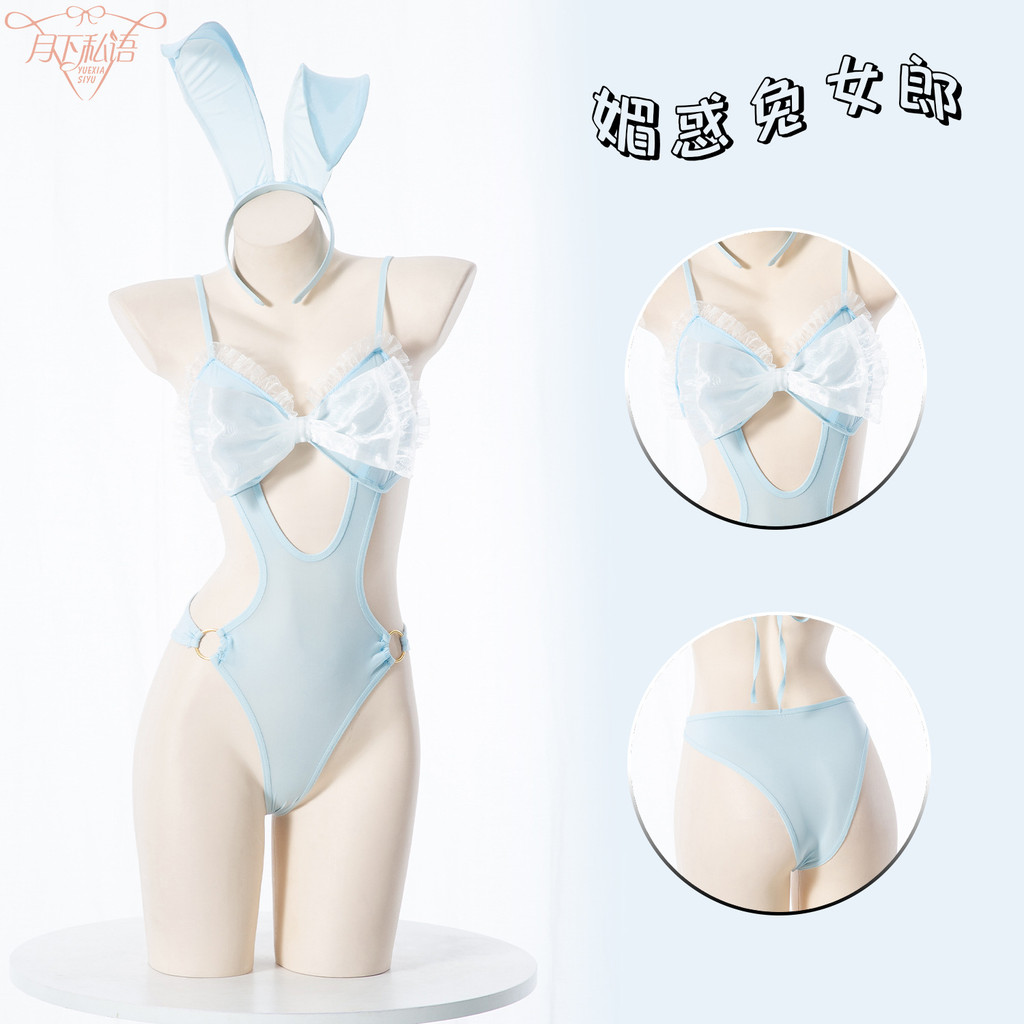 Nova Lingerie Sexy Cosplay Coelhinha Tentação Sexy Laço Doce Fantasia