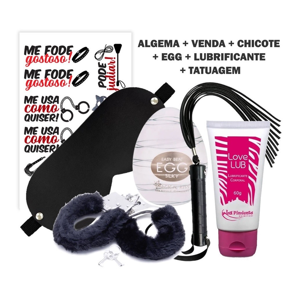 KIT SEX SHOP Algema Sensual Venda Chicote Masturbador