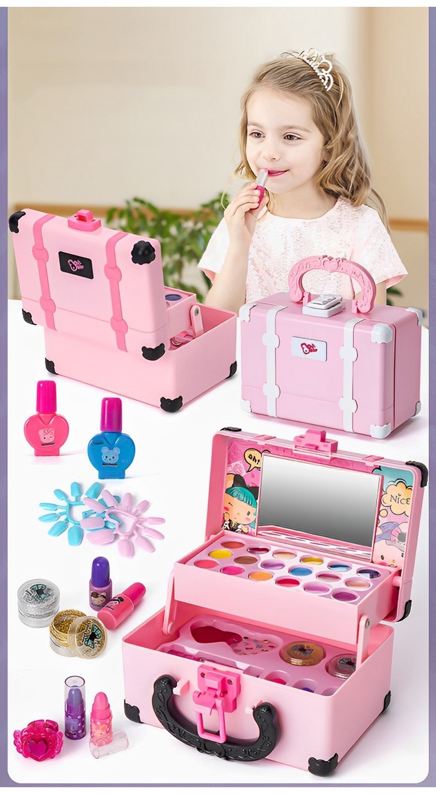 30 Peças Kit Brinquedo De Maquiagem Para Crianças Meninas Lavável