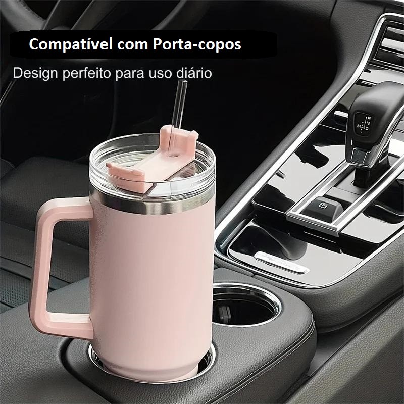 Copo Térmico caneca Inox 1200ml Parede Dupla Canudo tão bom quanto