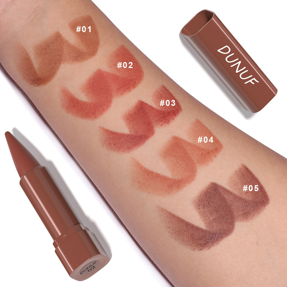 DUNUF Gradual Nude Marrom Lápis Delineador Labial Fosco Preto Veludo