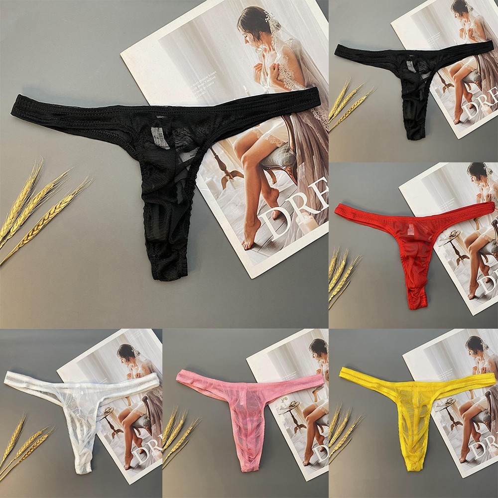 Lingerie Sexy Masculina T back Tanga G String Cuecas Biquíni Malha