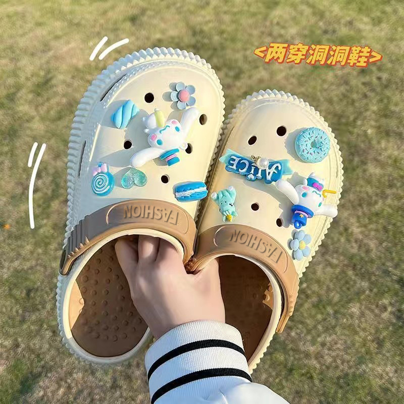 Sapatos De Buraco Femininos Novo Estilo Diy Creative Cartoon Outer Wear