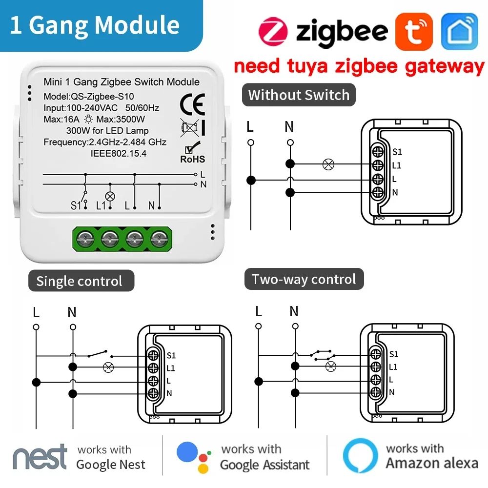 TNCE Tuya Wifi Zigbee Lamp Curtain Dimmer Switch Controlador De Voz