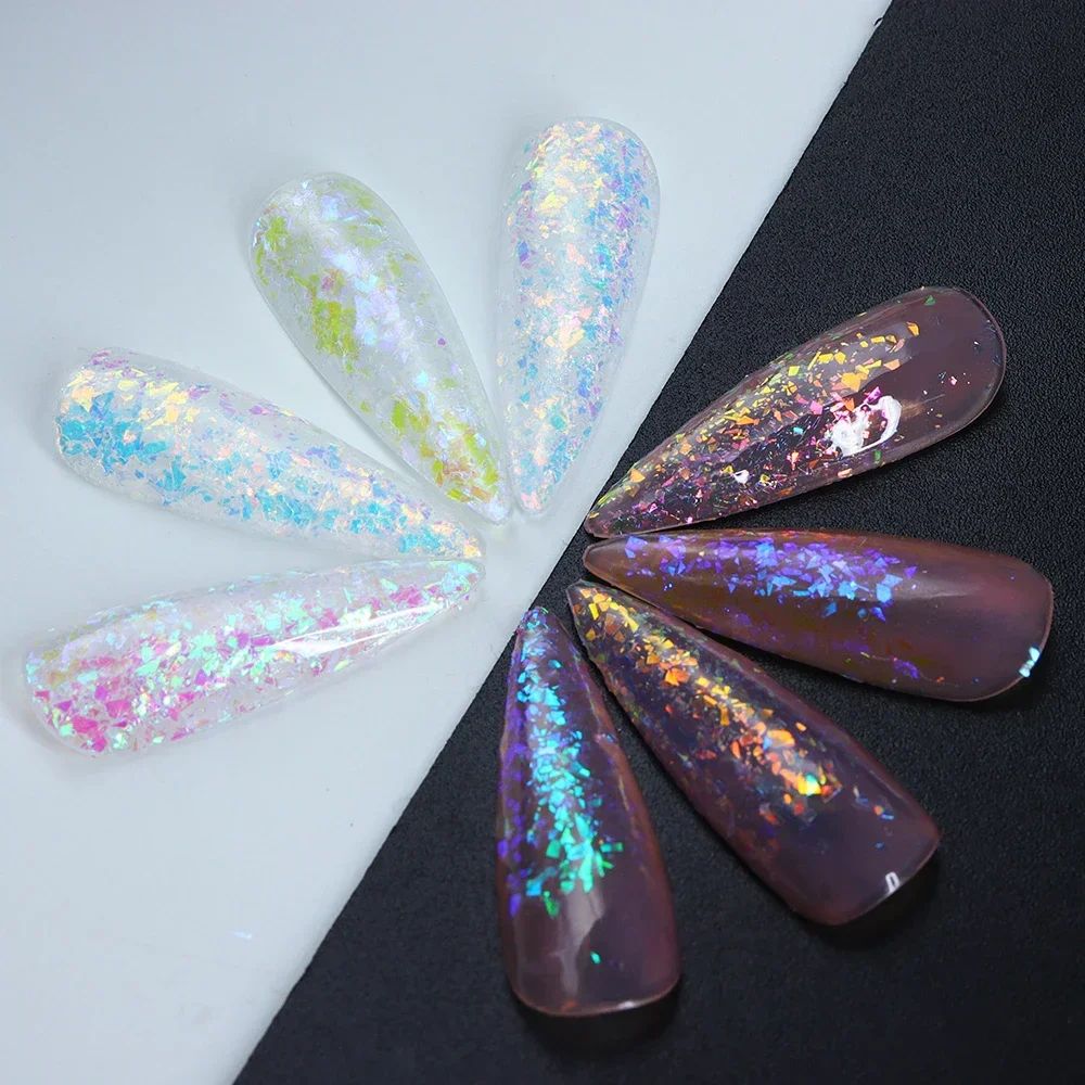 1 Garrafa Flocos Brilhantes Irregulares Decorações Glitter De Unhas DIY