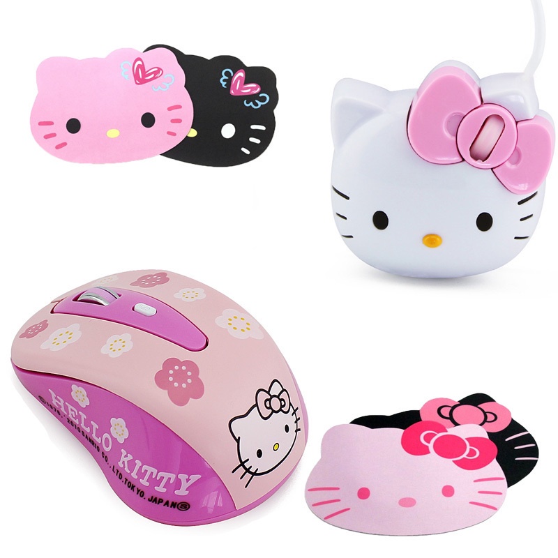 Mini 2.4G Hz Hello kitty mouse Mini-USB óptica mouse Wireless Hello Kitty Pink Mouse sem fio Mouse Rato infant