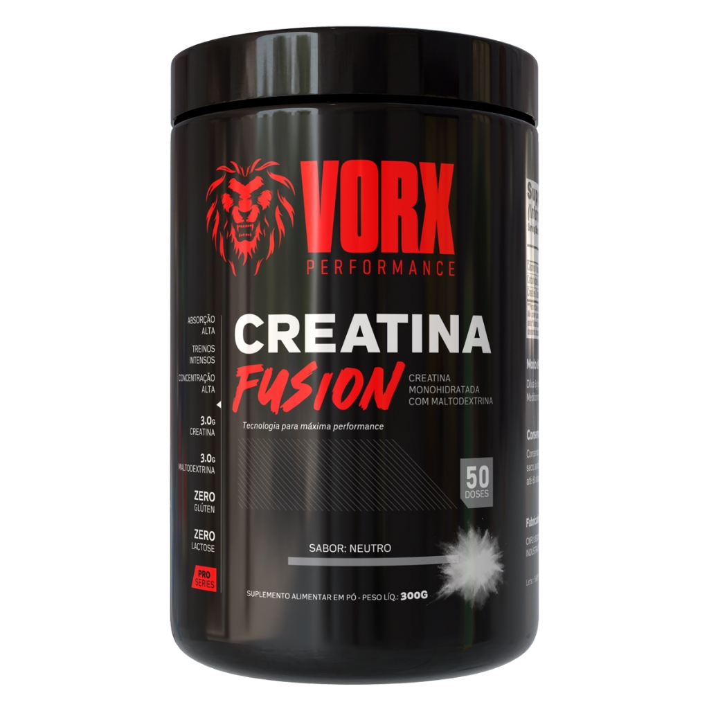 Creatina Fuse 300g Vorx Rende 50 doses - Creatina Monohidratada - Creatine com sabor - Creatina barata