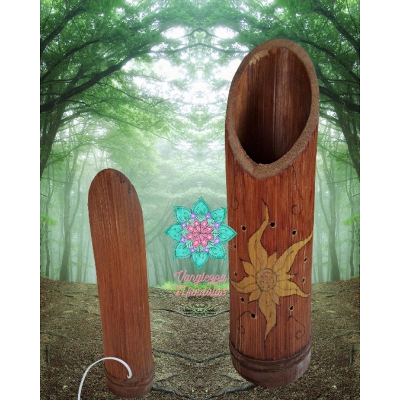 Luminária de Bambu - Luminária Rústica- Bambu Natural iluminação - iluminação - luminária de leitura - Artesan