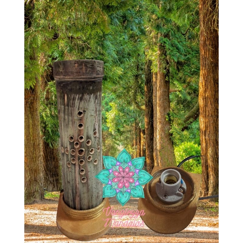 Luminária de Bambu Natural - Luminária Rústica - Luminária de Leitura - Produto Artesanal - Luminária Bambu Pe