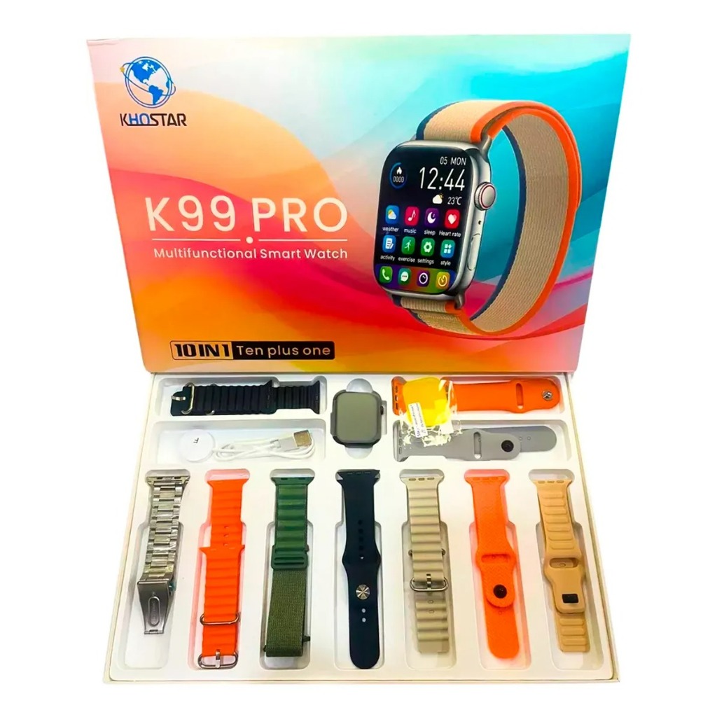 Relógio Smartwatch Preto 10 Pulseiras - K99 Pro Relógio Smartwatch  10 Pulseiras - K99 Pro Relógio Smartwatch 