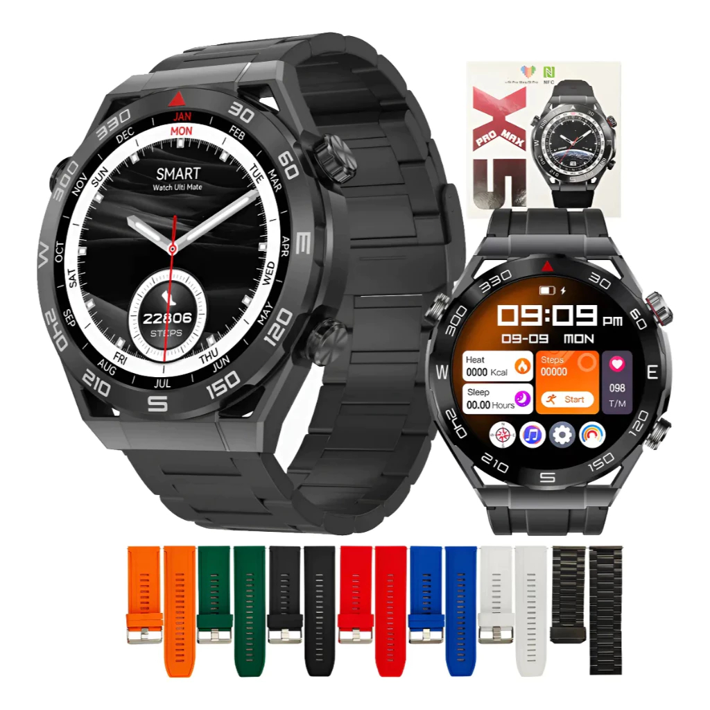Smartwatch X5 PRO MAX Redondo Relógio Inteligente Bluetooth Chamada Chat GPT Amoled Nfc SmartWatch-Envio de Sã
